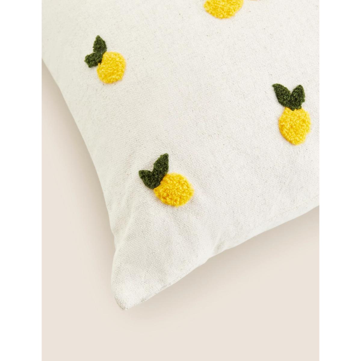 M&S Pure Cotton Lemon Tufted Cushion - Grey Mix, Grey Mix – image 4