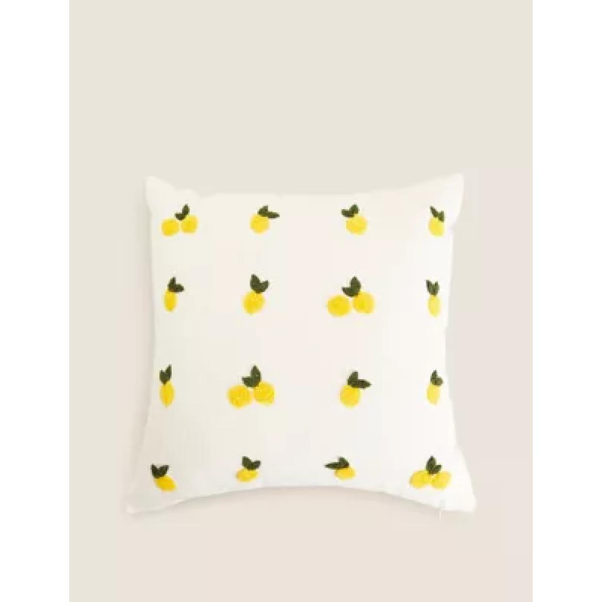 M&S Pure Cotton Lemon Tufted Cushion - Grey Mix, Grey Mix – image 1