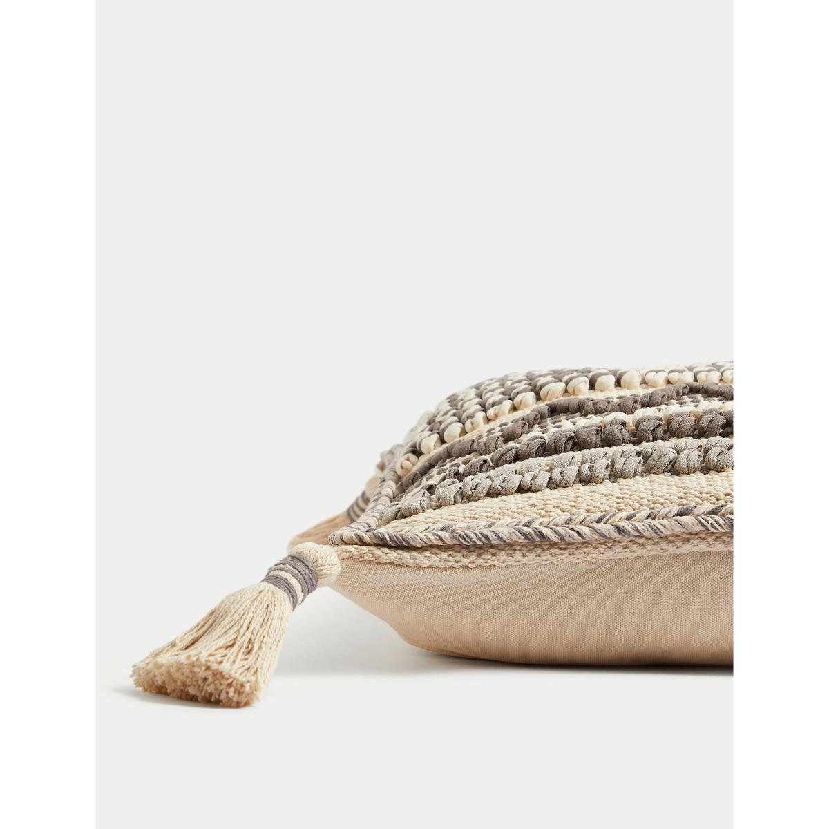 M&S X Fired Earth Jaipur Amar Pure Cotton Textured Cushion - Natural Mix, Natural Mix – image 2