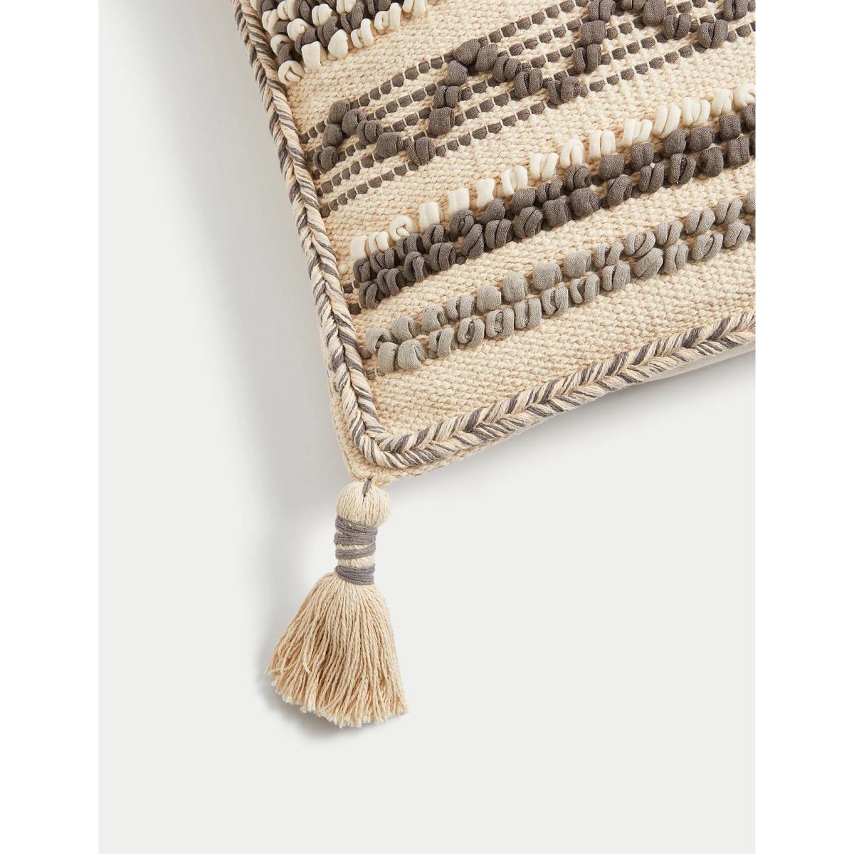M&S X Fired Earth Jaipur Amar Pure Cotton Textured Cushion - Natural Mix, Natural Mix – image 4