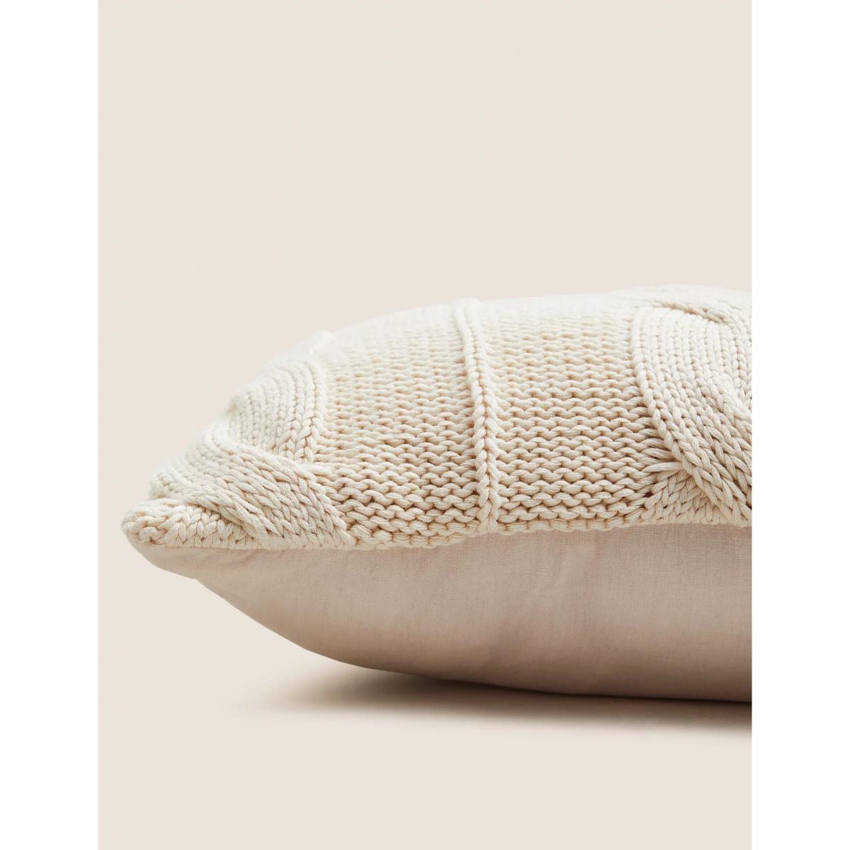 M&S Pure Cotton Cable Knit Cushion - Cream, Cream – image 2