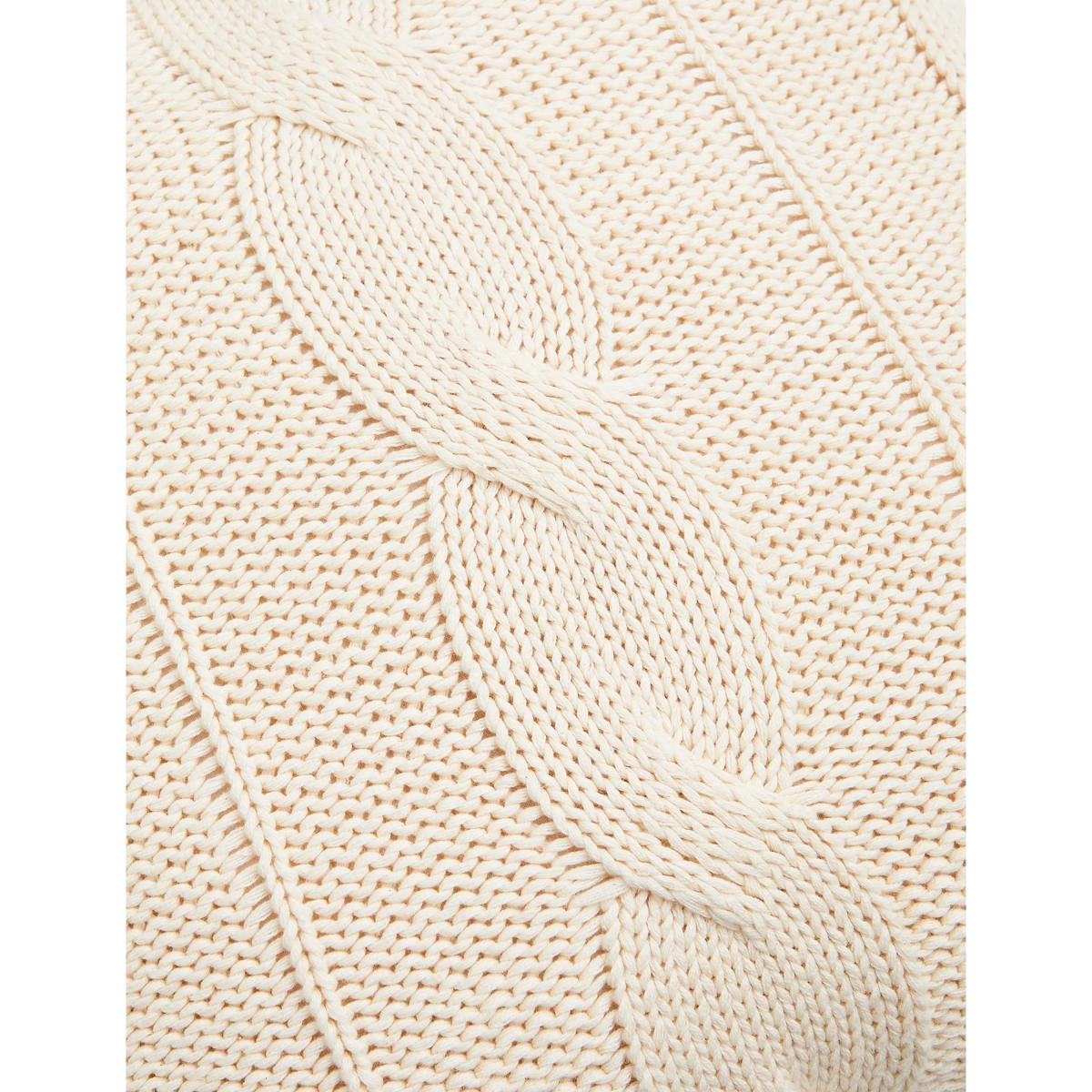 M&S Pure Cotton Cable Knit Cushion - Cream, Cream – image 4