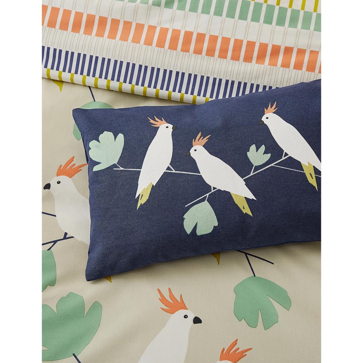 M&S Scion Pure Cotton Lovebirds Bolster Cushion - Medium Cream, Medium Cream – image 2