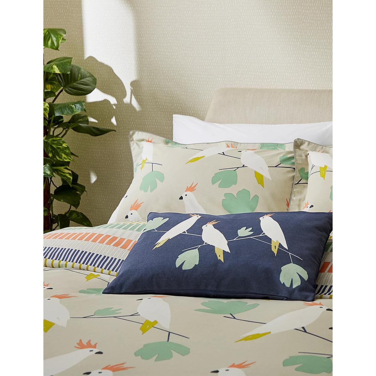 M&S Scion Pure Cotton Lovebirds Bolster Cushion - Medium Cream, Medium Cream – image 4