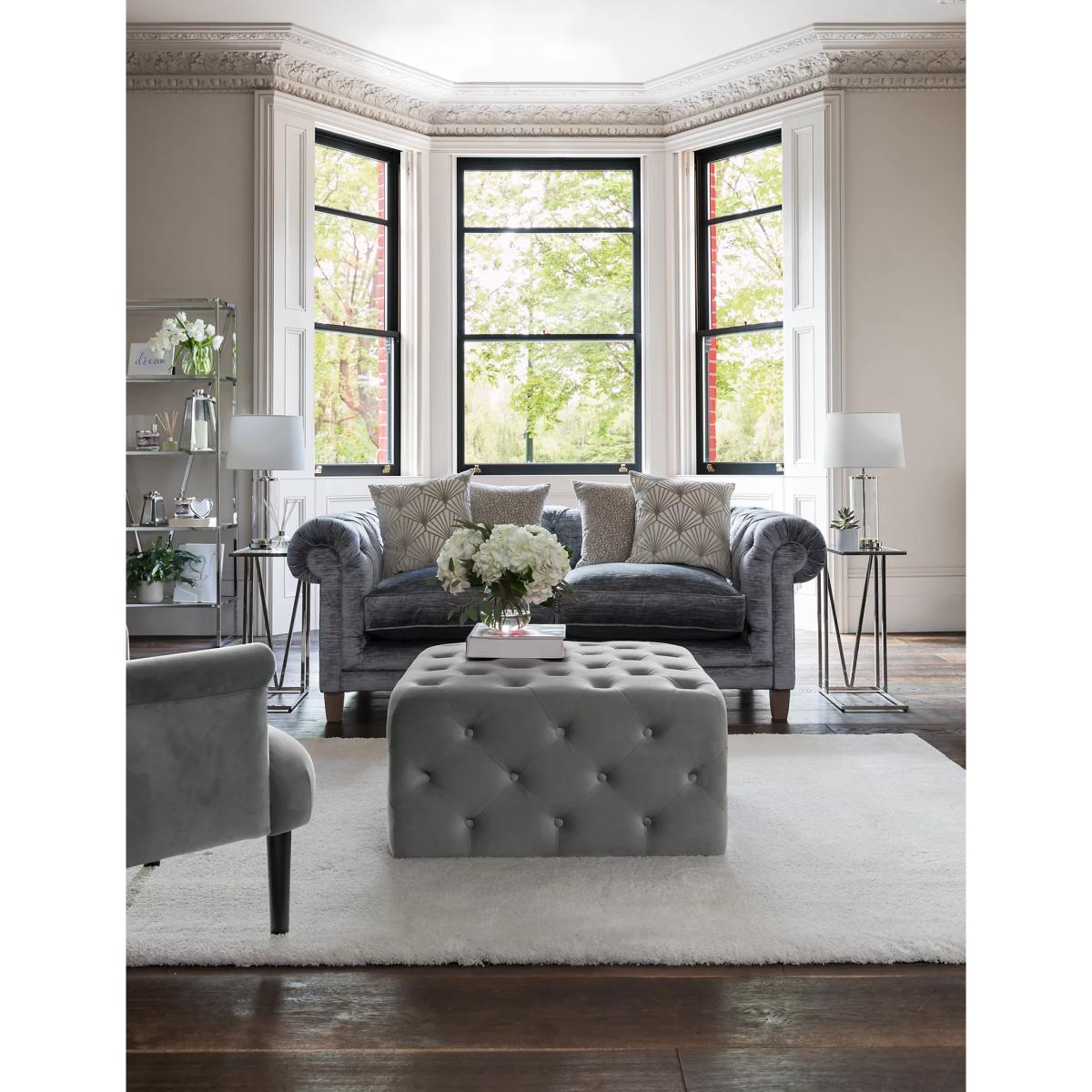 M&S Cut Velvet Art Deco Cushion - Silver Grey, Silver Grey – image 6