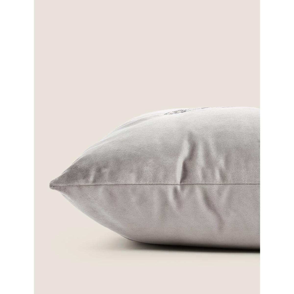 M&S Velvet Butterfly Embroidered Cushion - Silver Grey, Silver Grey,Blush,Ochre – image 2