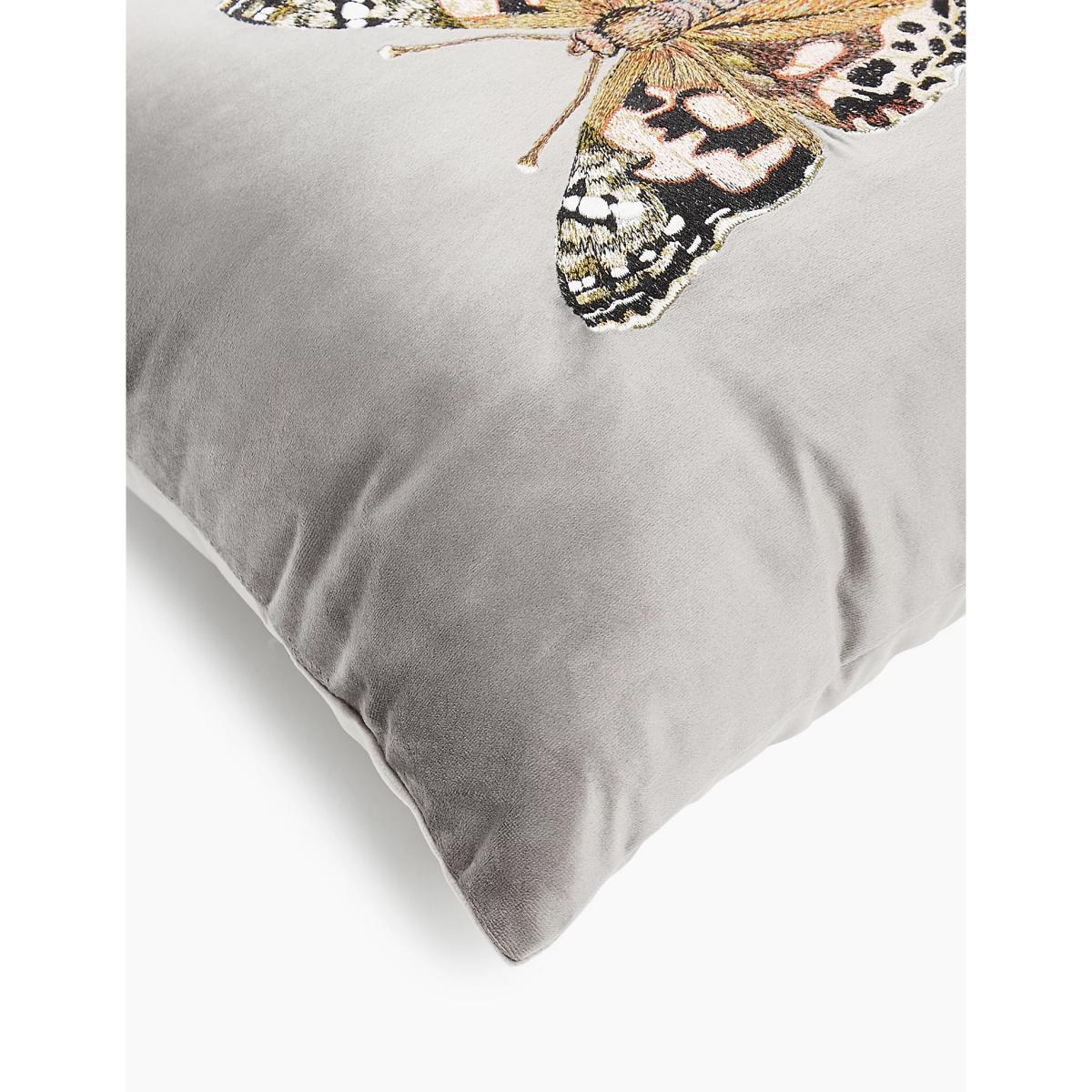 M&S Velvet Butterfly Embroidered Cushion - Silver Grey, Silver Grey,Blush,Ochre – image 6