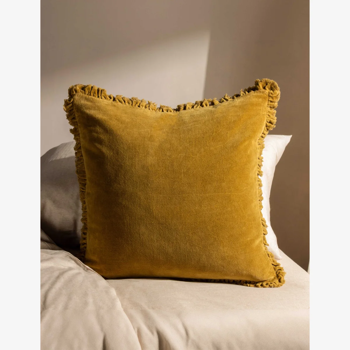 YARD Bertie Cotton Velvet Cushion Camel – image 1