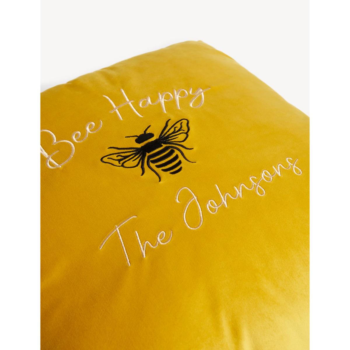 M&S Personalised Velvet Cushion - Dark Yellow, Dark Yellow,Navy,Blush – image 3