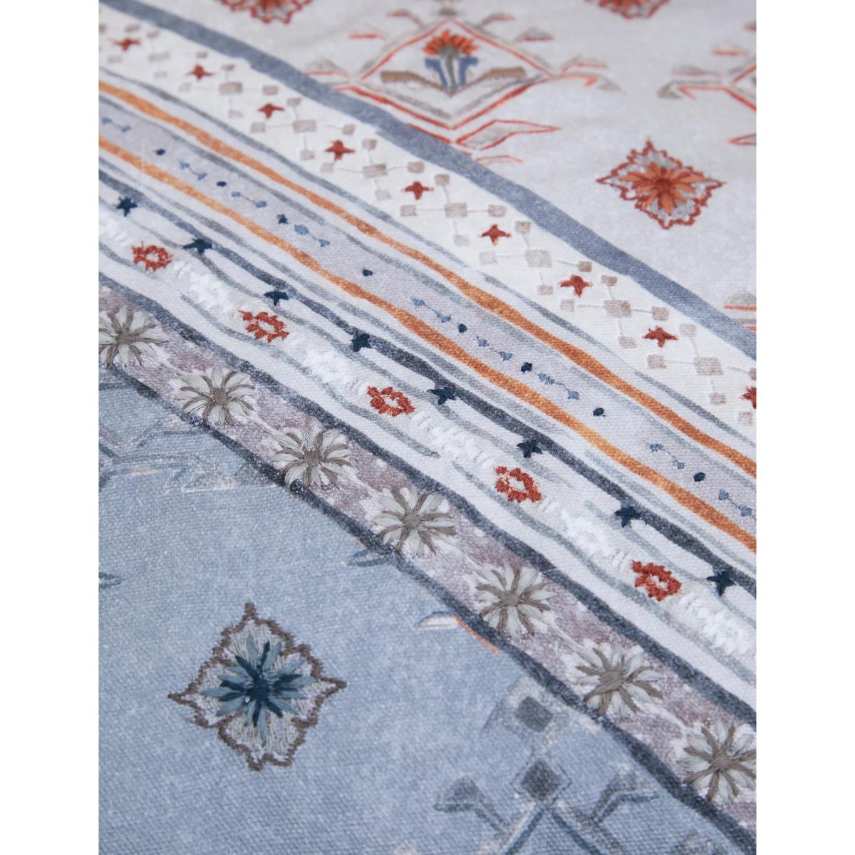 M&S X Fired Earth Seville Palmete Pure Cotton Embroidered Cushion - Blue Mix, Blue Mix – image 4