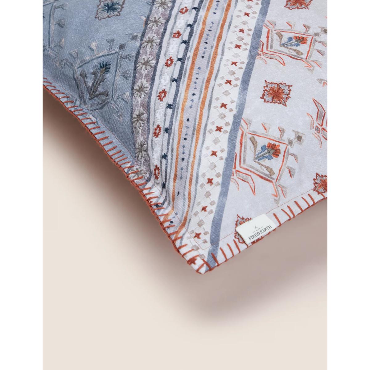 M&S X Fired Earth Seville Palmete Pure Cotton Embroidered Cushion - Blue Mix, Blue Mix – image 5
