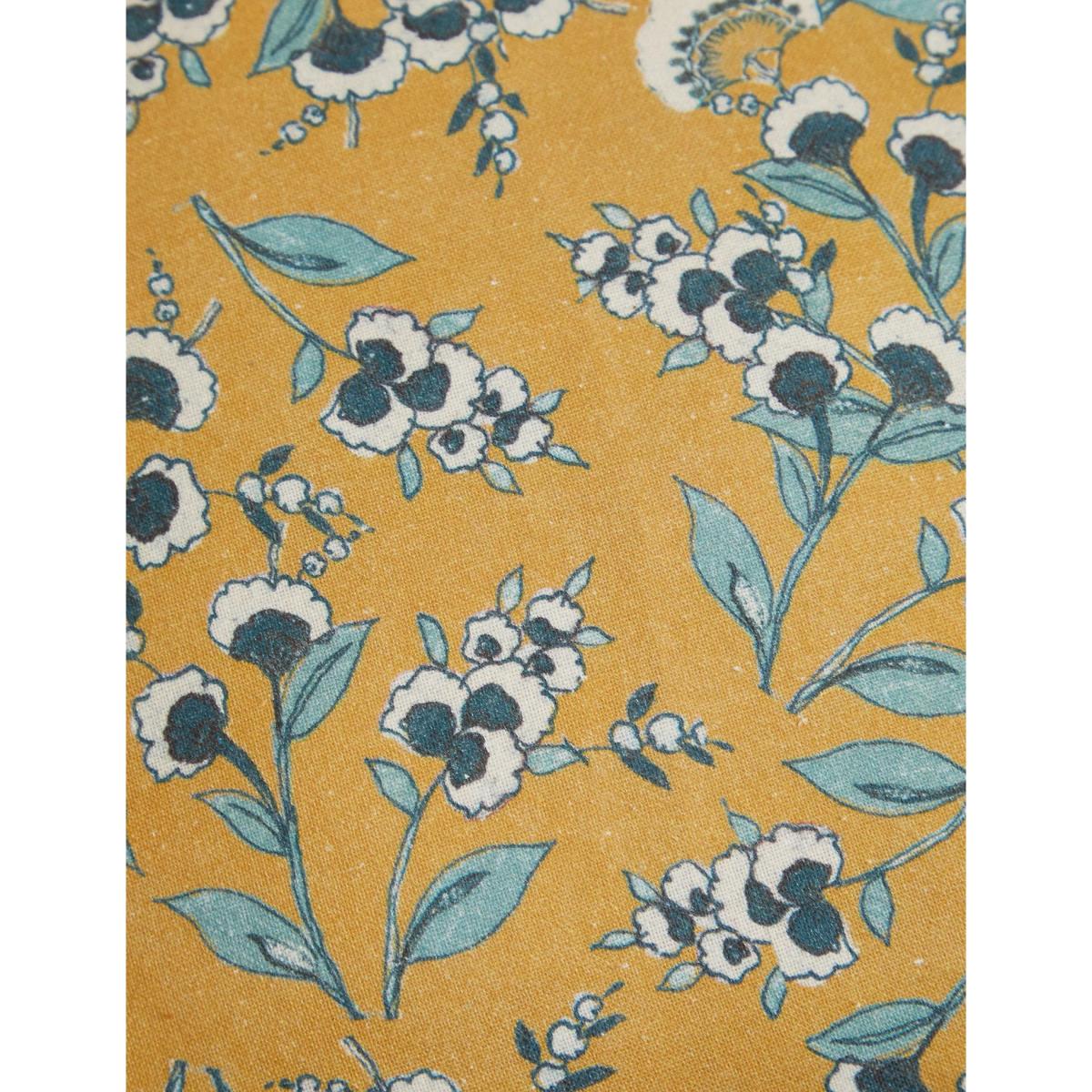 M&S Pure Cotton Floral Tassled Cushion - Blue Mix, Blue Mix,Ochre – image 5