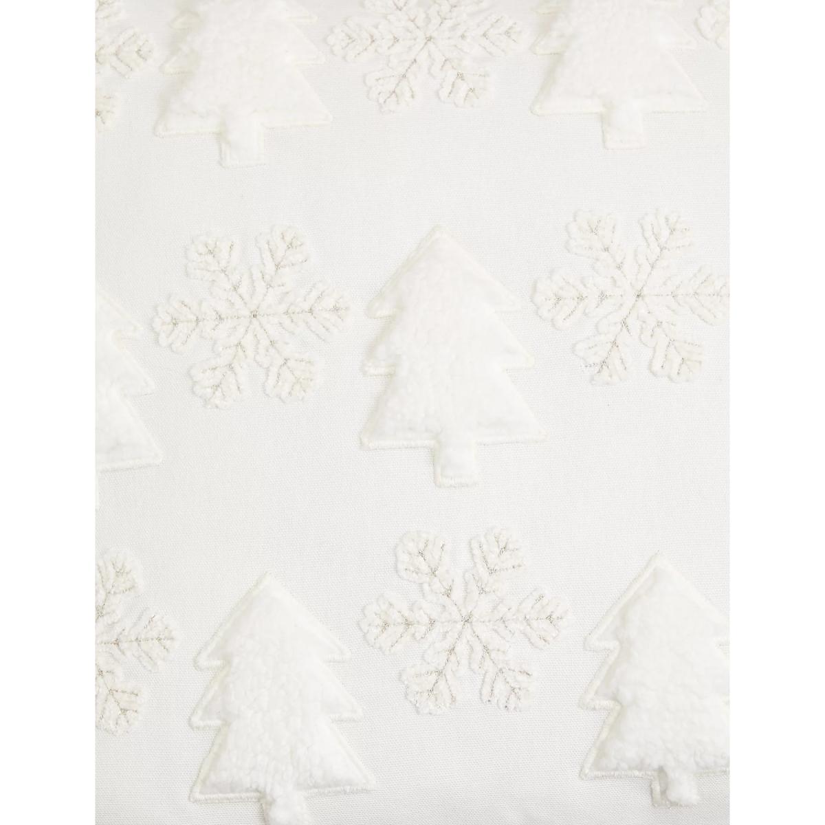 M&S Pure Cotton Christmas Tree Applique Cushion - Ivory, Ivory – image 3