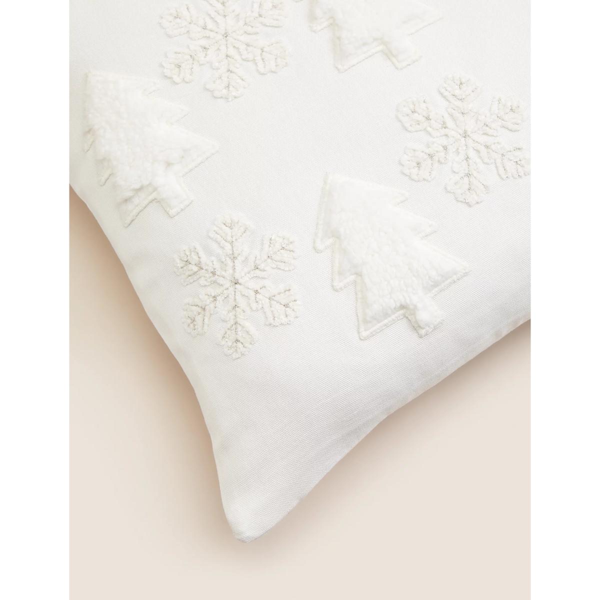 M&S Pure Cotton Christmas Tree Applique Cushion - Ivory, Ivory – image 4