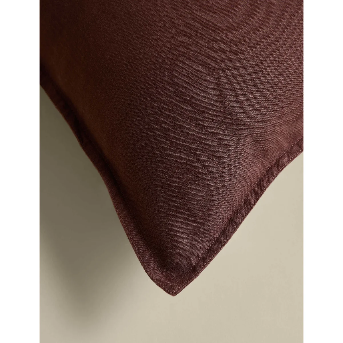M&S Pure Linen Flange Trim Cushion Chocolate – image 3