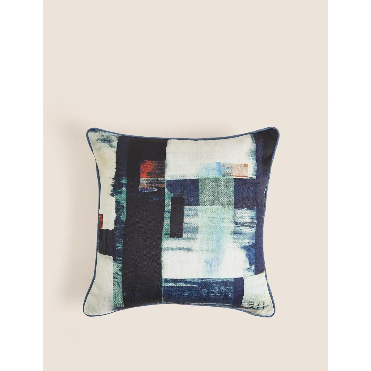 M&S Printed Jacquard Cushion - Blue Mix, Blue Mix – image 3