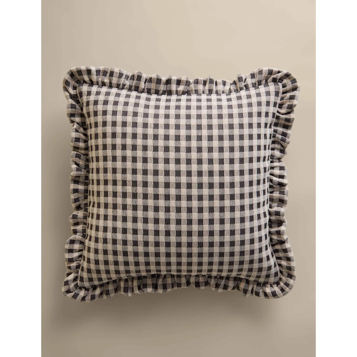 M&S Chenille Woven Gingham Cushion Green – image 2