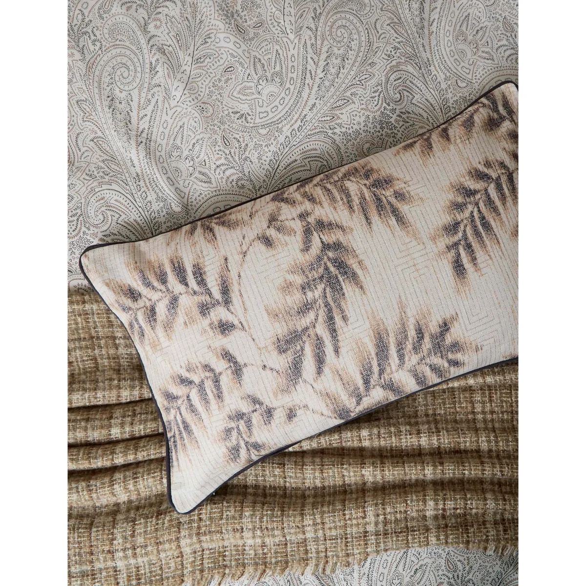 Bedeck of Belfast Pure Cotton Patterned Cushion Charcoal Mix – image 4