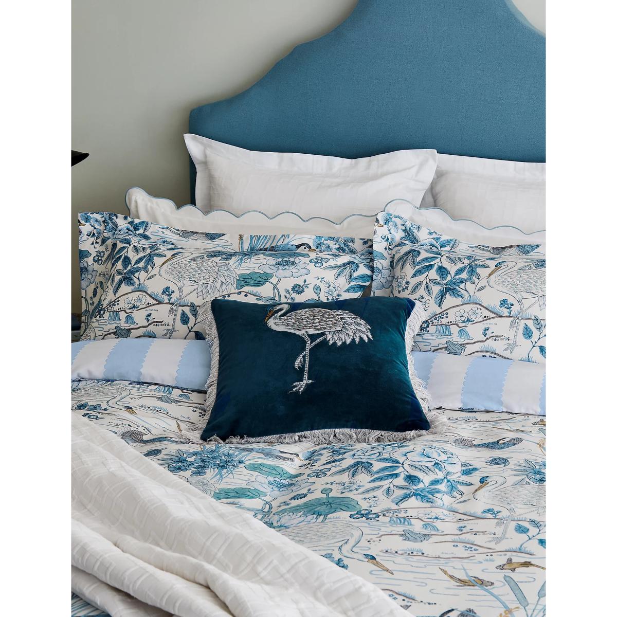 Sanderson Velvet Crane & Frog Cushion - Navy, Navy – image 2