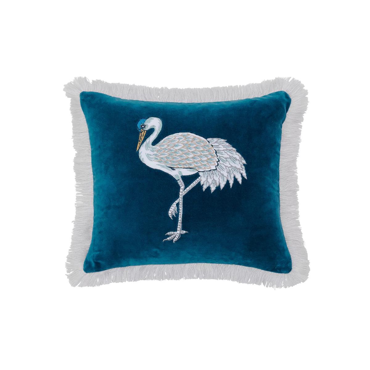 Sanderson Velvet Crane & Frog Cushion - Navy, Navy – image 3
