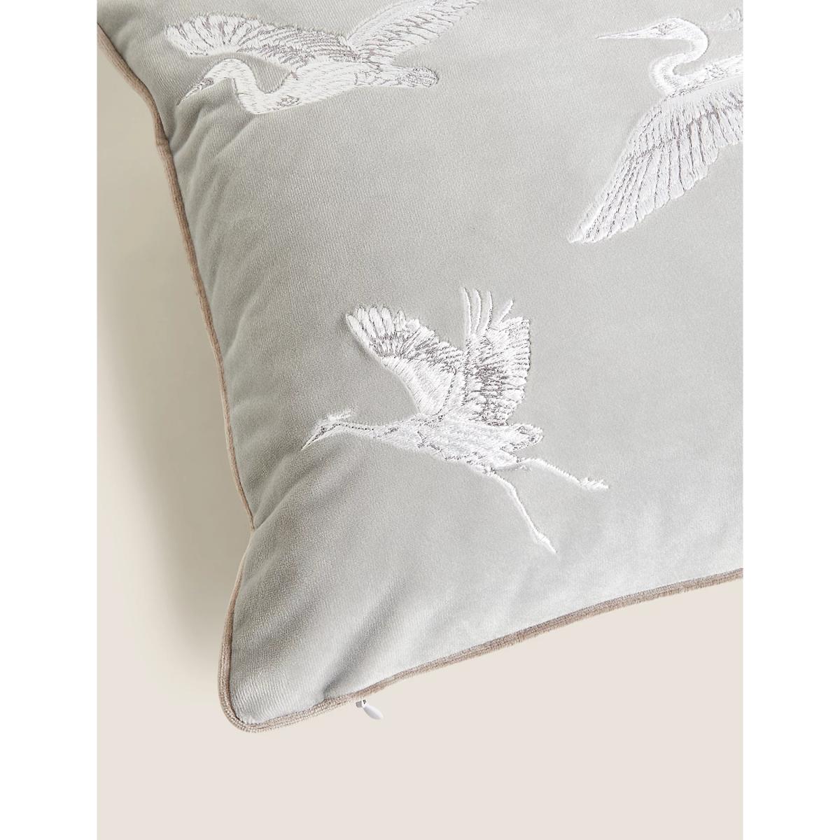 M&S Crane Embroidered Bolster Cushion - Navy, Navy,Blush,Light Grey – image 6