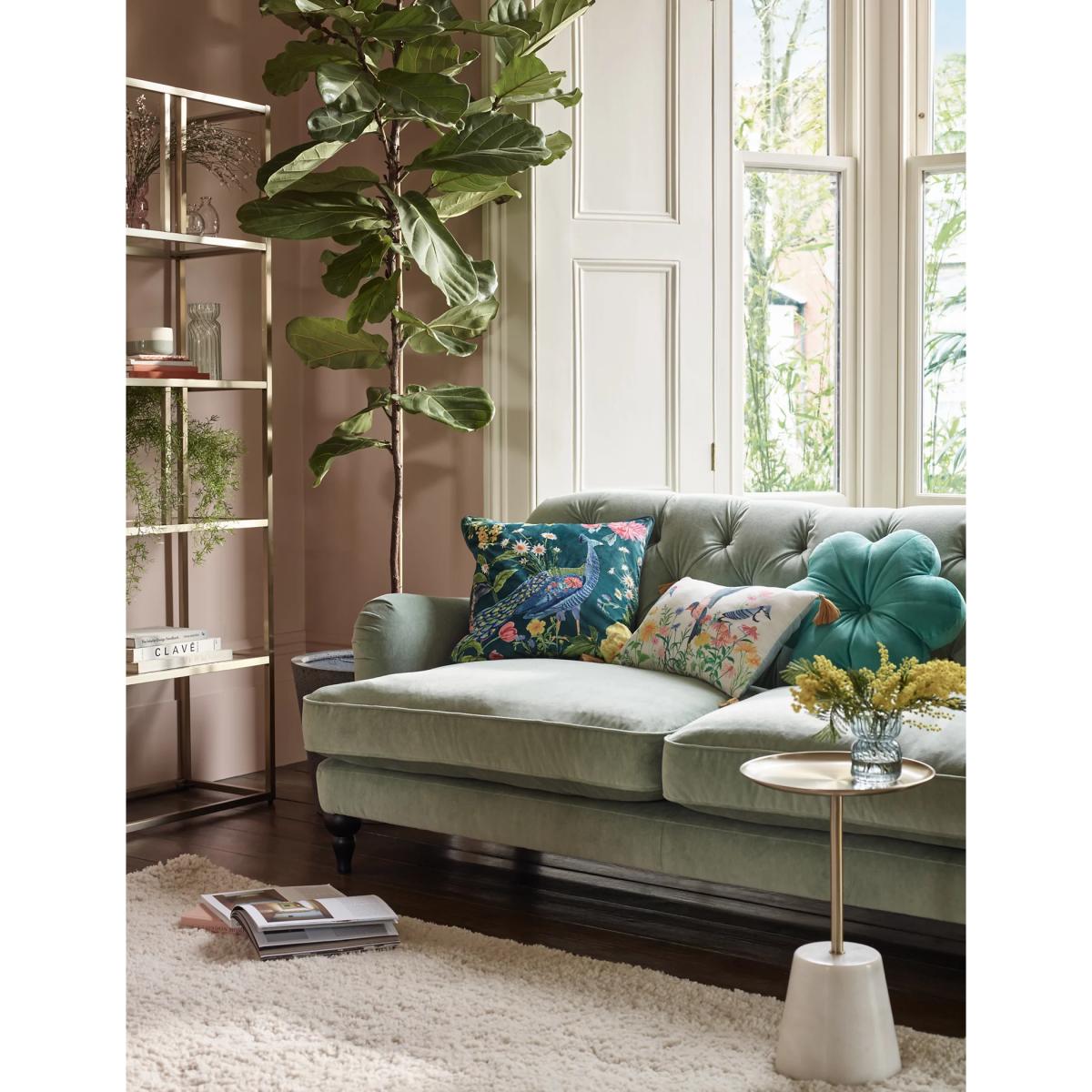 M&S  Velvet Peacock Embroidered Cushion - Multi, Multi – image 7