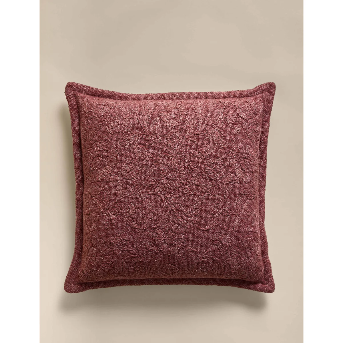 M&S Cotton Rich Floral Embroidered Cushion Biscuit – image 2