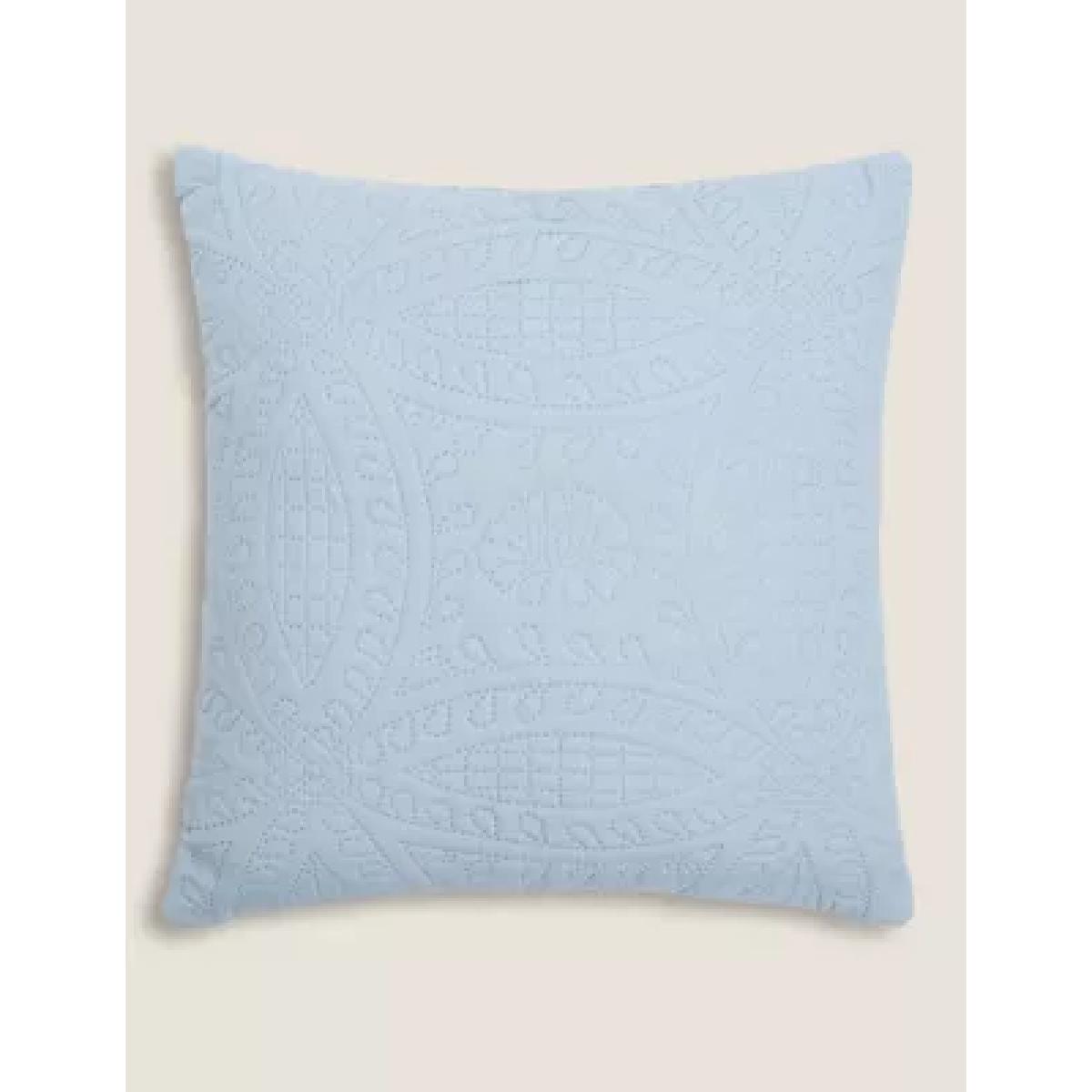 M&S Quilted Pinsonic Cushion - Chambray, Chambray,Neutral – image 1