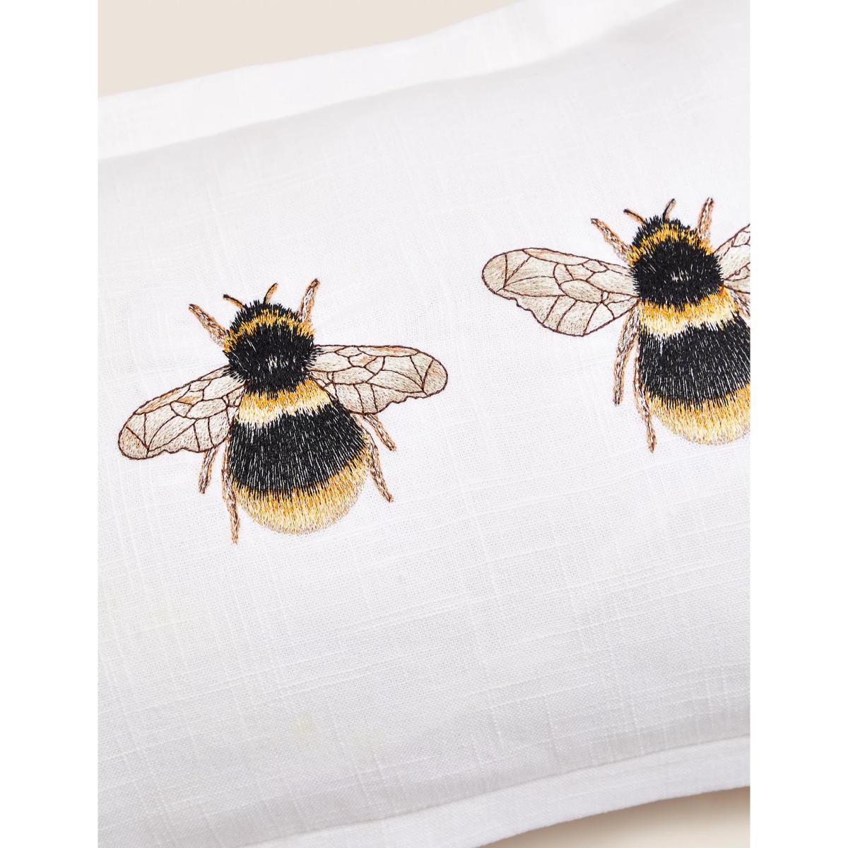 M&S Cotton with Linen Bee Bolster Cushion - Ivory, Ivory – image 4