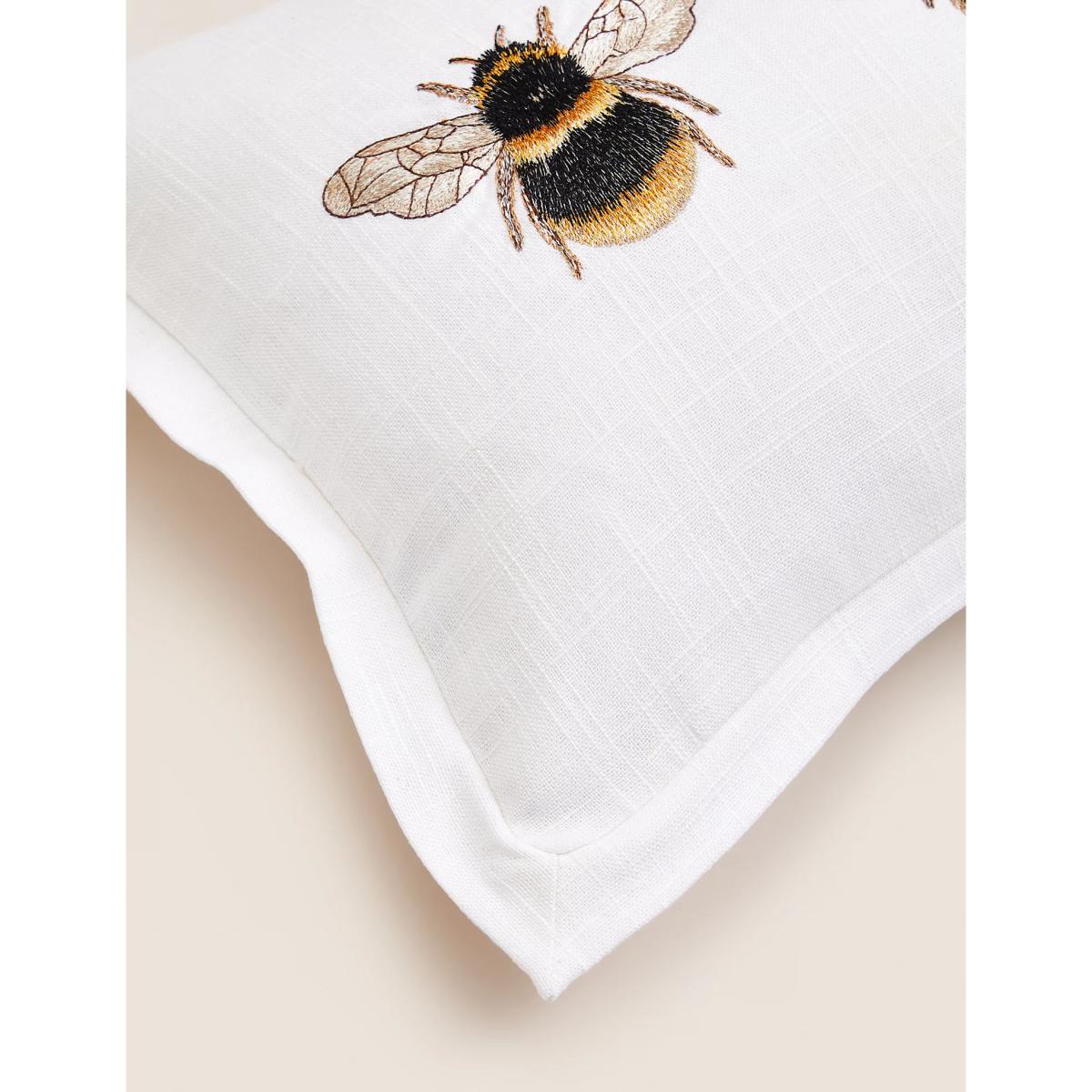 M&S Cotton with Linen Bee Bolster Cushion - Ivory, Ivory – image 5