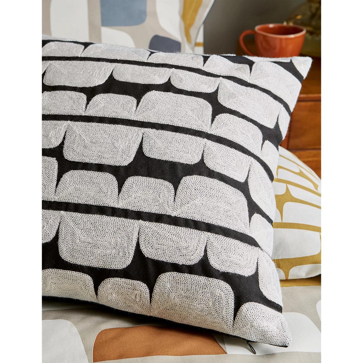 M&S Scion Pure Cotton Kivi Embroidered Cushion - Dark Grey, Dark Grey – image 2