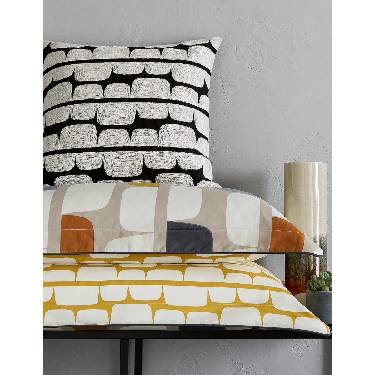 M&S Scion Pure Cotton Kivi Embroidered Cushion - Dark Grey, Dark Grey – image 3