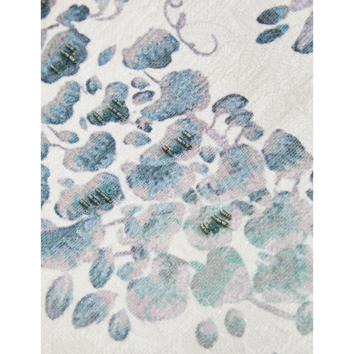 M&S Chenille Floral Embellished Cushion - Blue Mix, Blue Mix – image 2