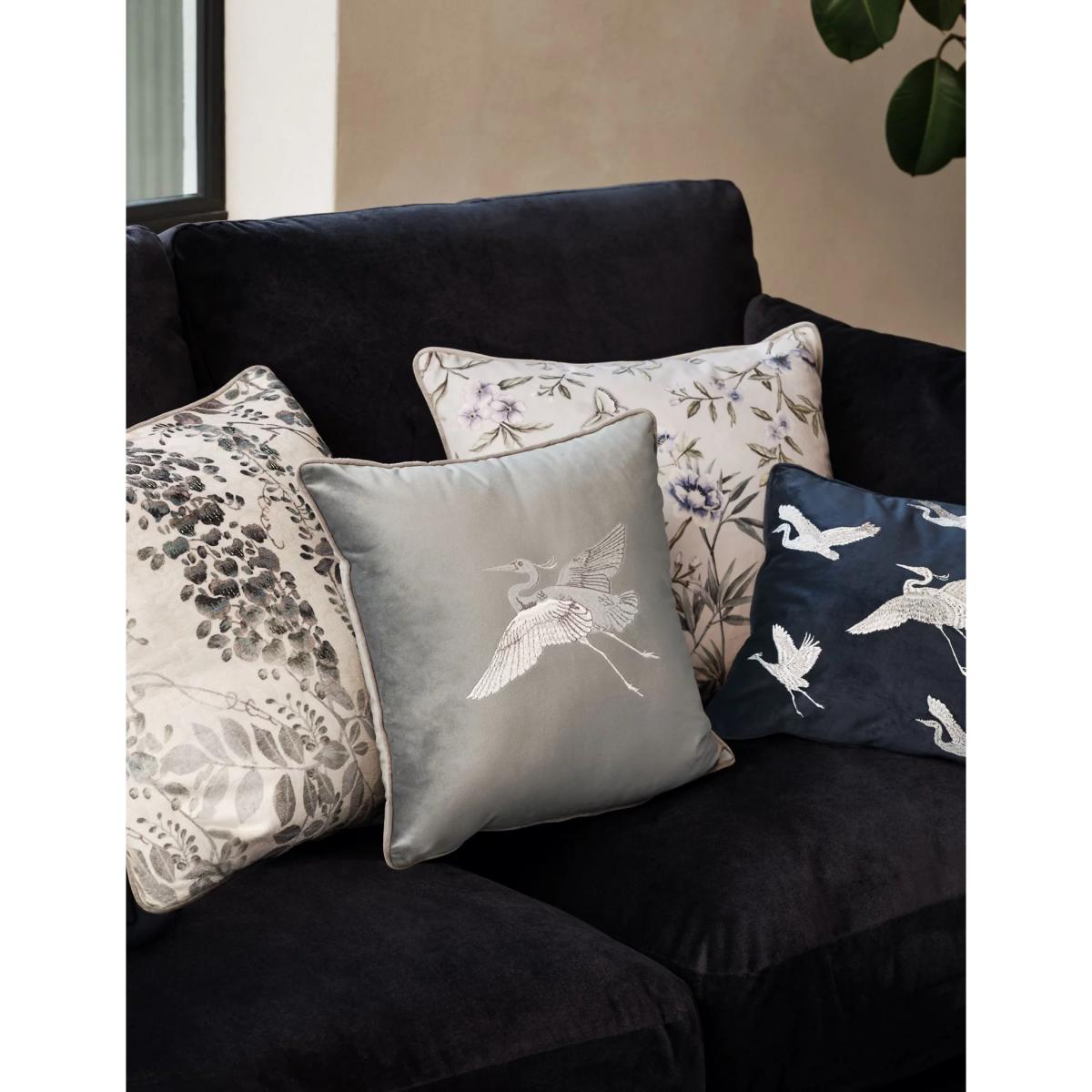 M&S Chenille Floral Embellished Cushion - Blue Mix, Blue Mix – image 5