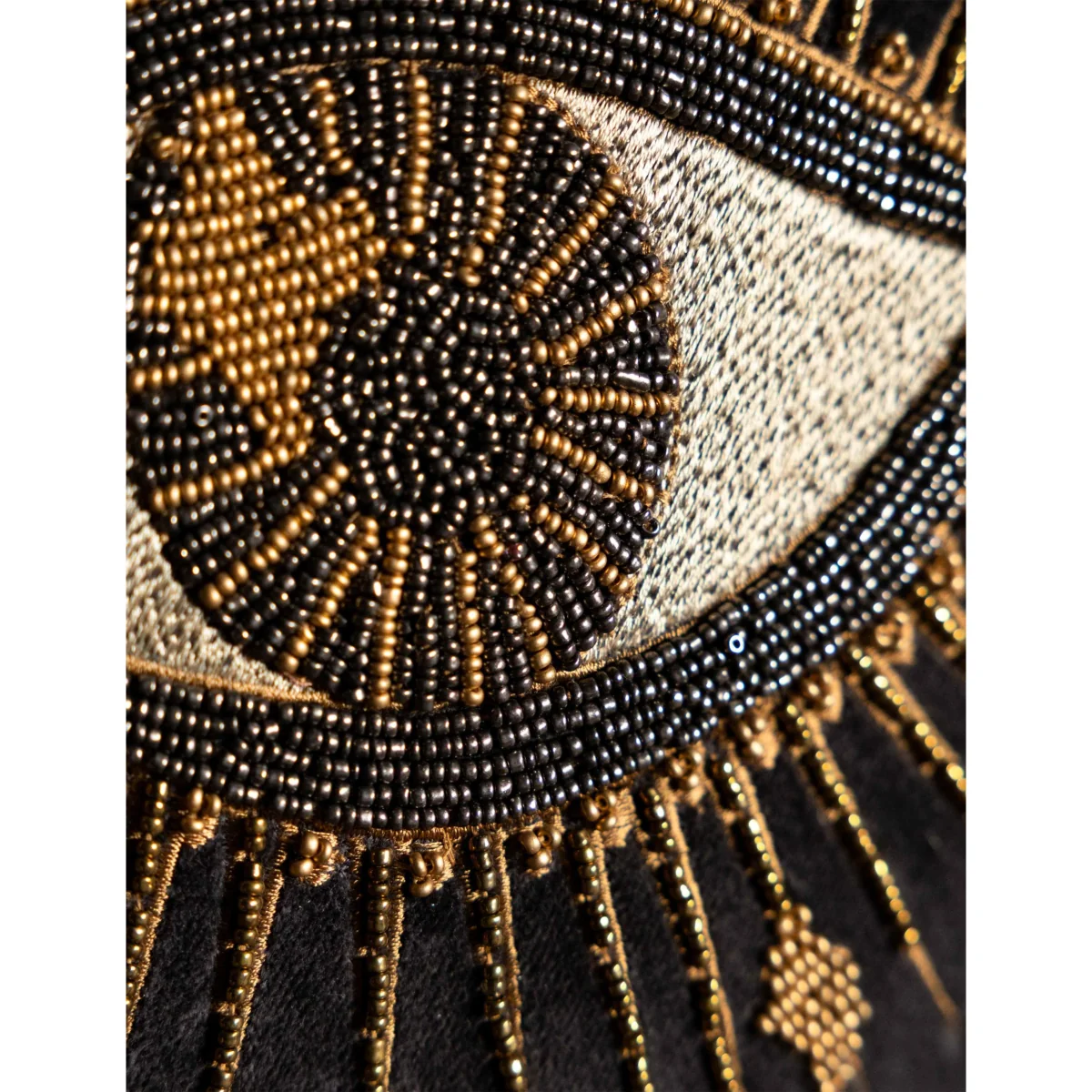Rockett St George Beaded Eye Velvet Embellished Cushion Black Mix – image 3