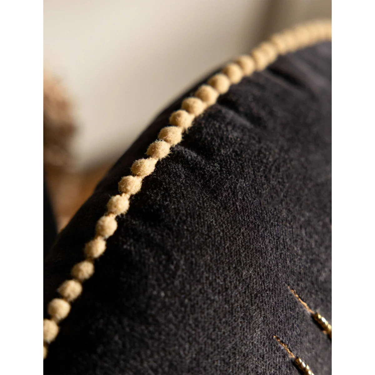 Rockett St George Beaded Eye Velvet Embellished Cushion Black Mix – image 5