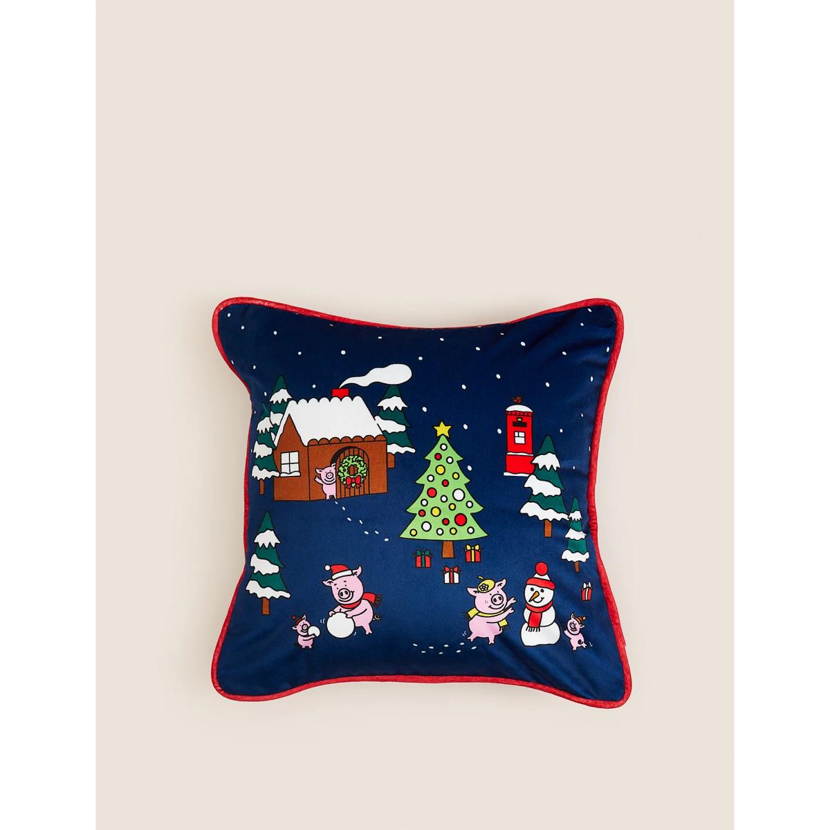 Percy Pig™ Velvet Christmas Cushion - Navy Mix, Navy Mix – image 3