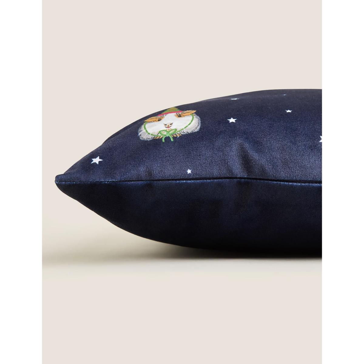 M&S Santa Paws Small Velvet Cushion - Grey Mix, Grey Mix – image 2