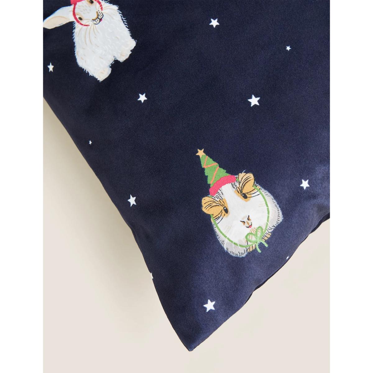 M&S Santa Paws Small Velvet Cushion - Grey Mix, Grey Mix – image 5