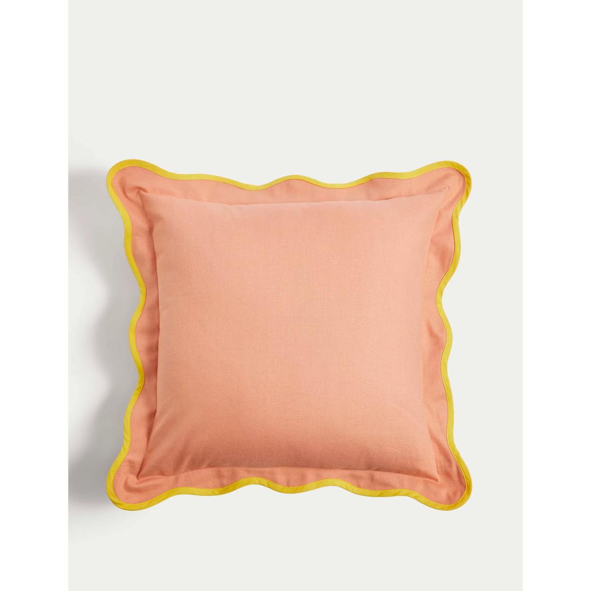 M&S Pure Cotton Scallop Trim Cushion - Green Mix, Green Mix,Navy Mix,Pink Mix – image 4