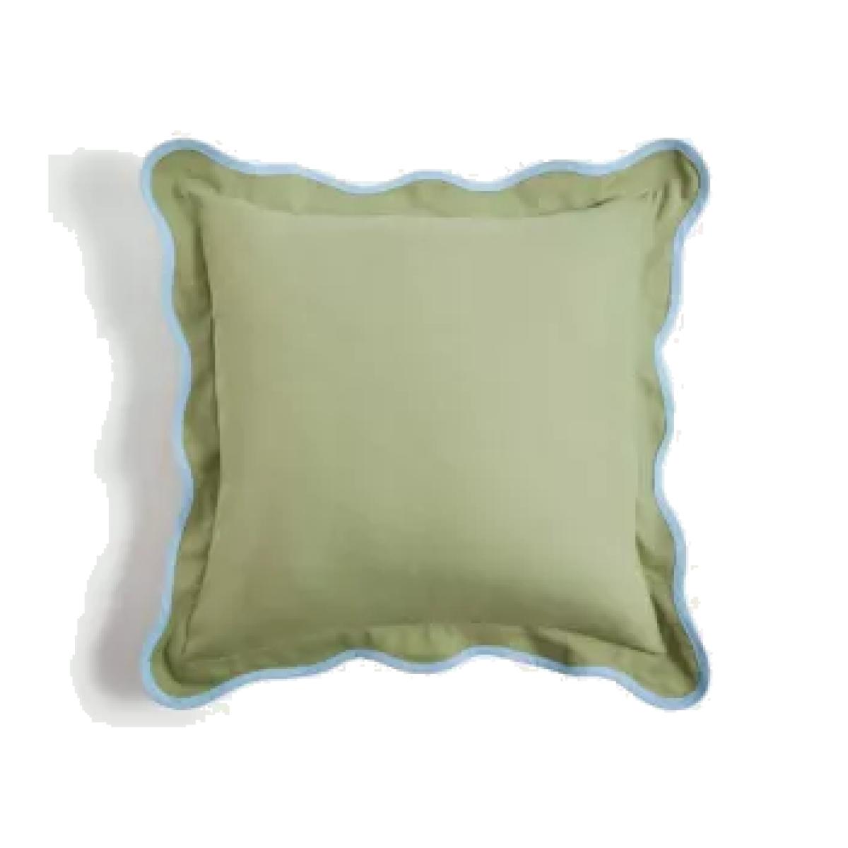 M&S Pure Cotton Scallop Trim Cushion - Green Mix, Green Mix,Navy Mix,Pink Mix – image 1