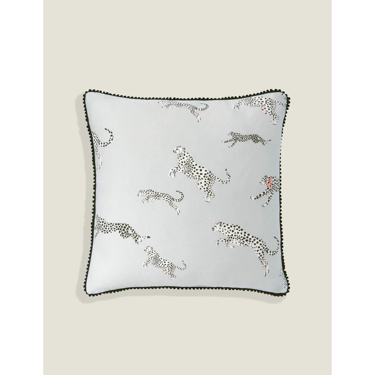 Yvonne Ellen Pure Cotton Mono Cheetah Cushion - Silver, Silver – image 2