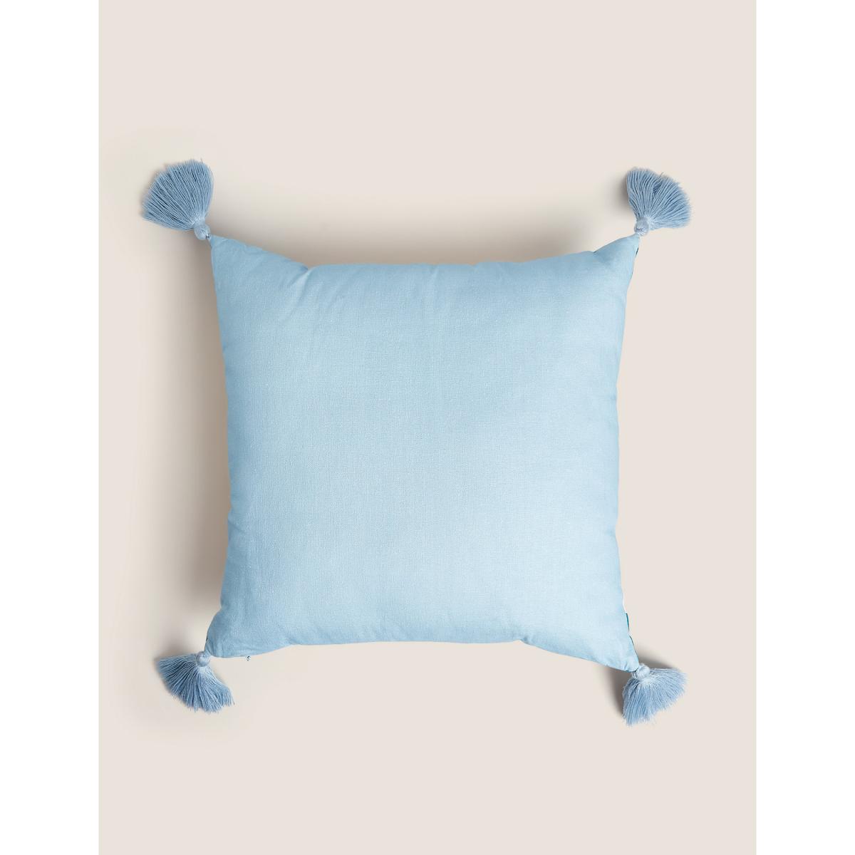 M&S Linen Blend Embroidered Cushion - Green Mix, Green Mix – image 3