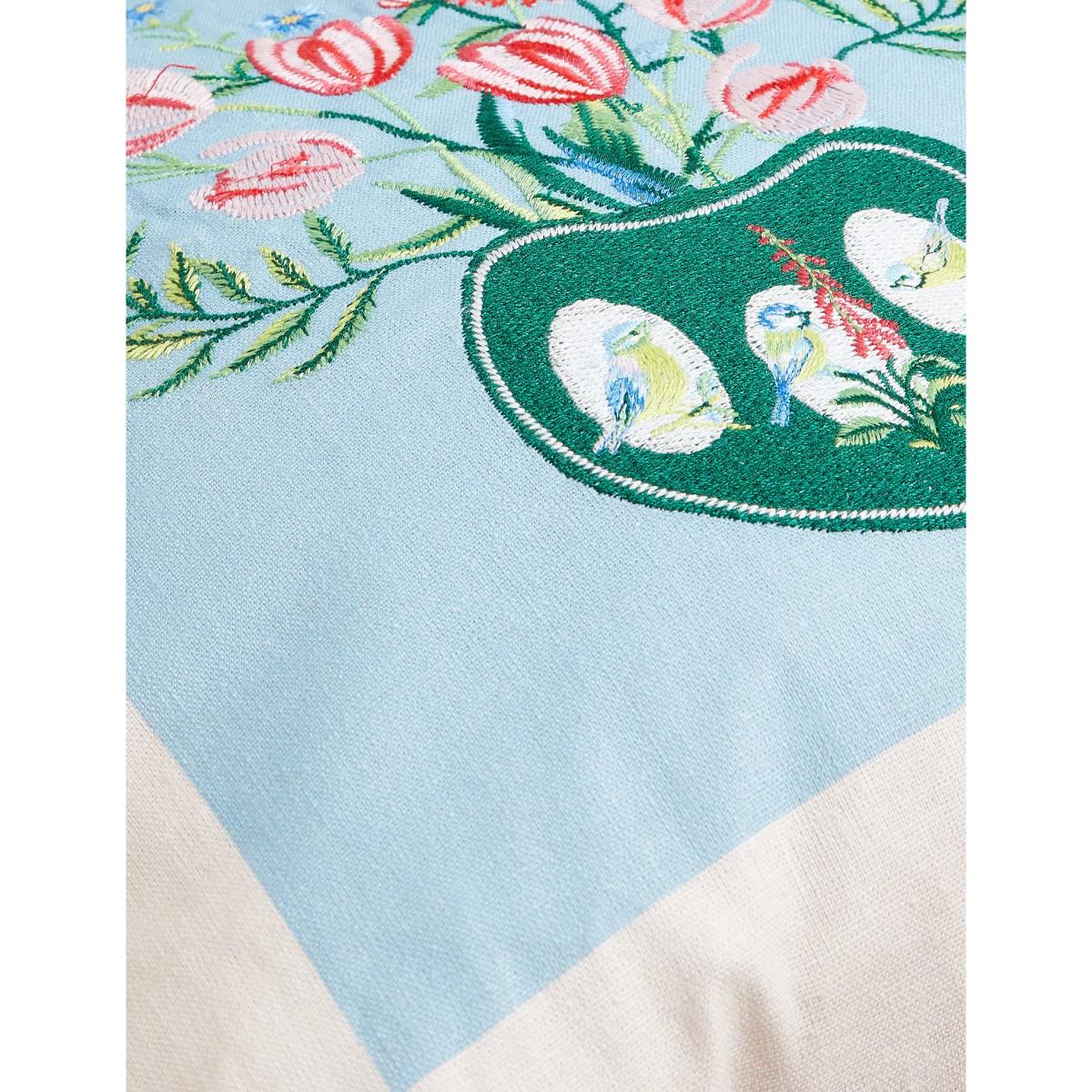 M&S Linen Blend Embroidered Cushion - Green Mix, Green Mix – image 4