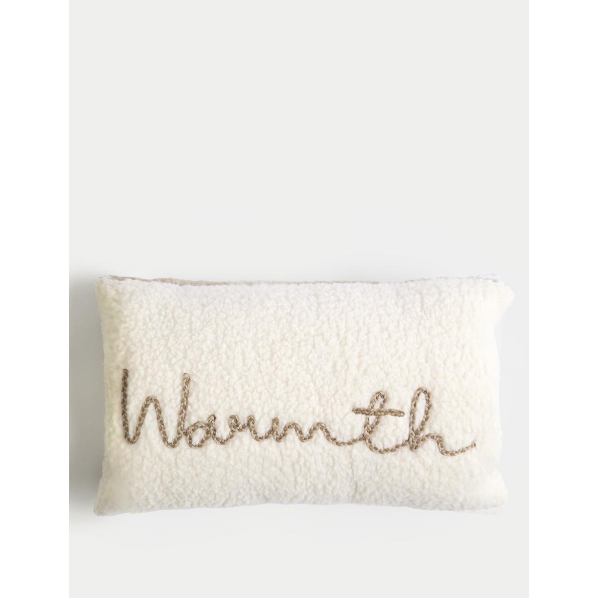 M&S Borg Fleece Warmth Pocket Bolster Cushion - Cream Mix, Cream Mix – image 2