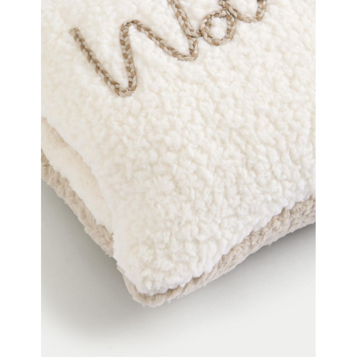 M&S Borg Fleece Warmth Pocket Bolster Cushion - Cream Mix, Cream Mix – image 3