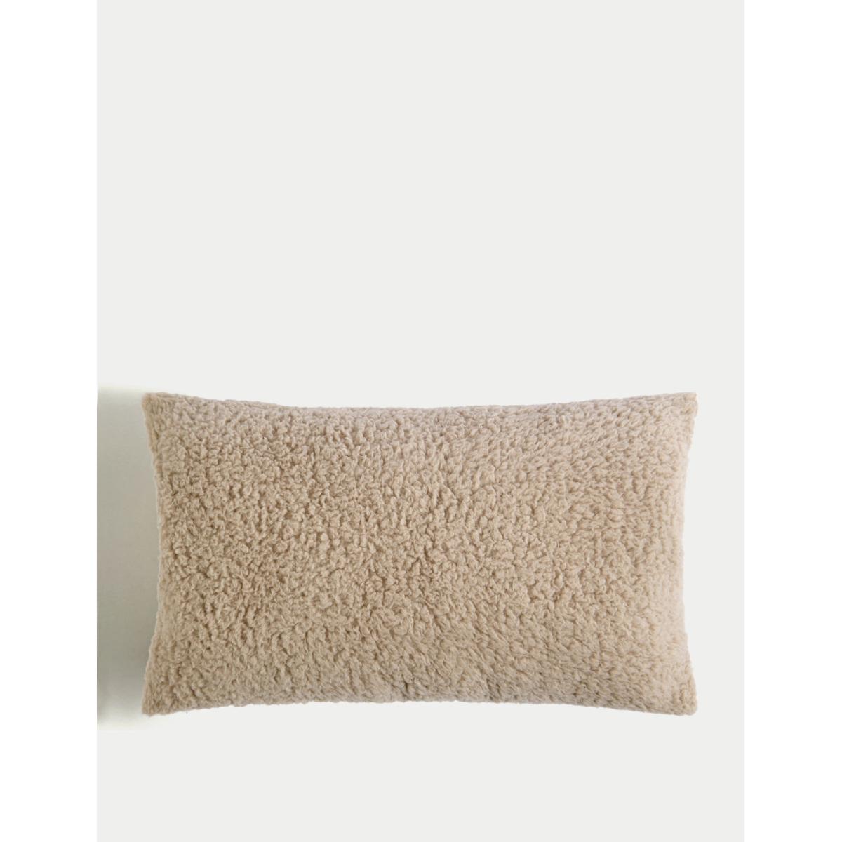 M&S Borg Fleece Warmth Pocket Bolster Cushion - Cream Mix, Cream Mix – image 4