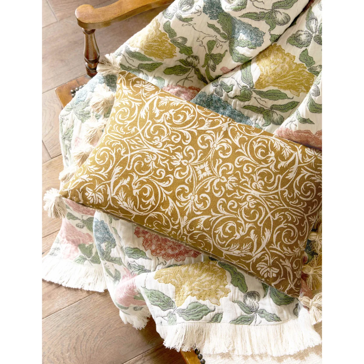 Historic Royal Palaces Pure Cotton Kensington Cushion Yellow Mix – image 4