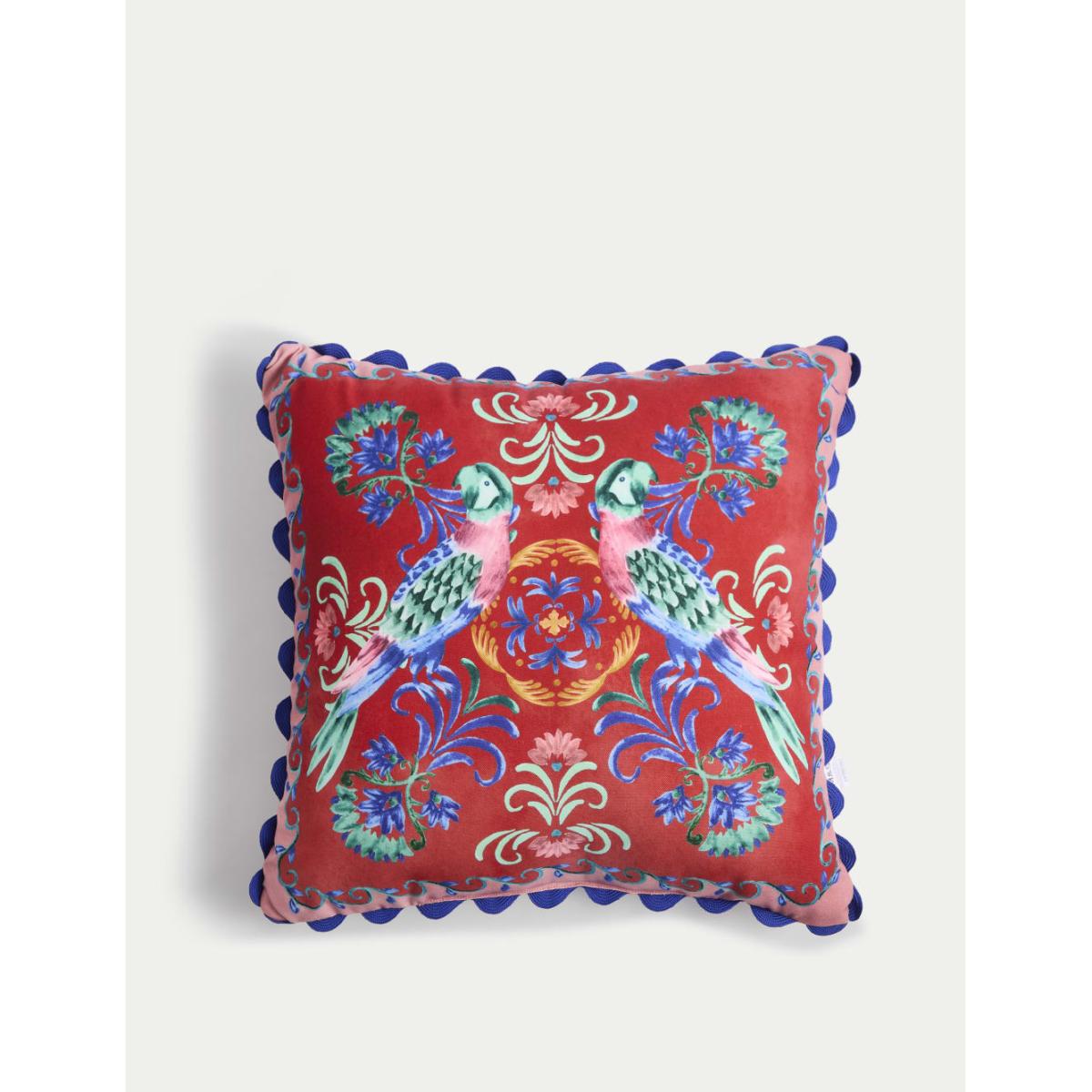 M&S Collection Set of 2 Bird Print Outdoor Cushions - Green Mix, Green Mix – image 2