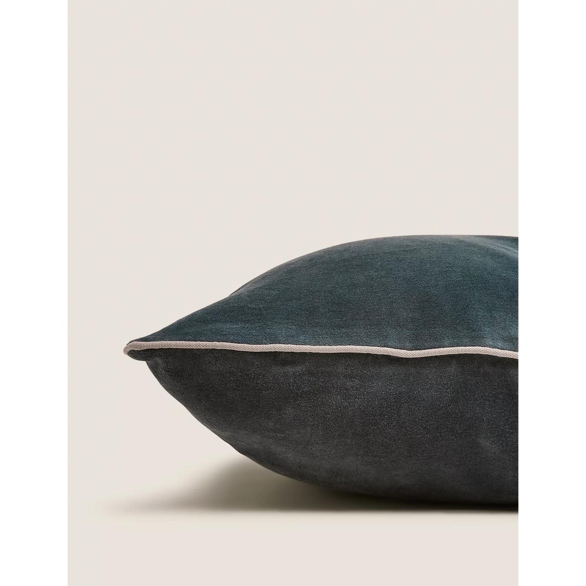 M&S Pure Cotton Velvet Cushion - Navy, Navy,Soft Peach,Heather,Soft Teal,Rose,Neutral,Mustard,Sage – image 2